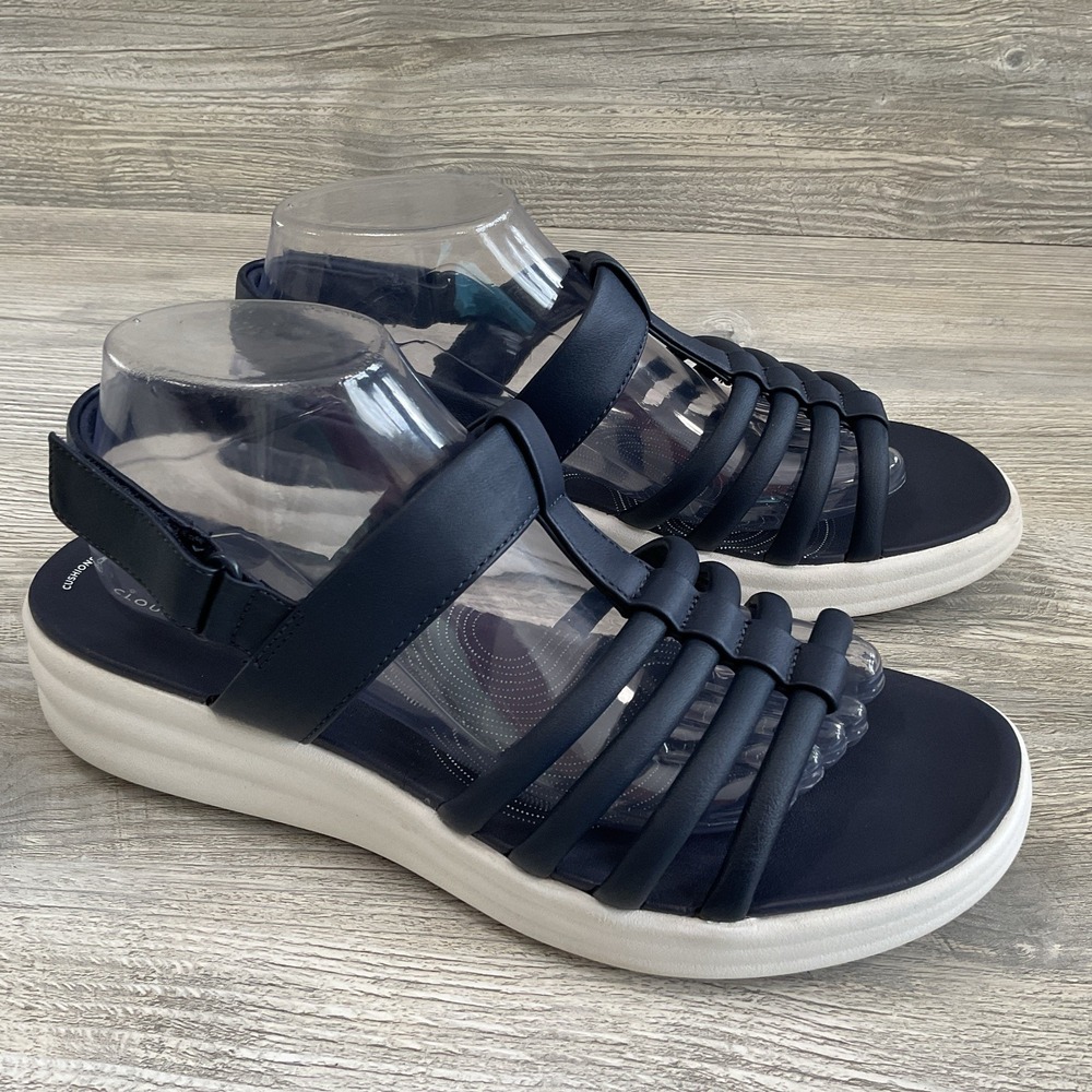 Clarks Cloudsteppers Drift East Sandals US 10 M Adjustable Ankle Strap Navy Blue